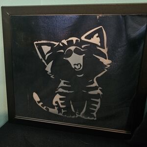 Black Framed Silver 12 X 12 Laughing Cat